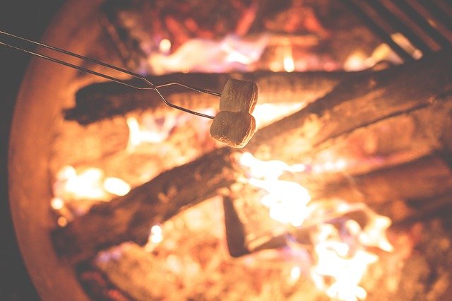 guimauves grillées au feu de bois